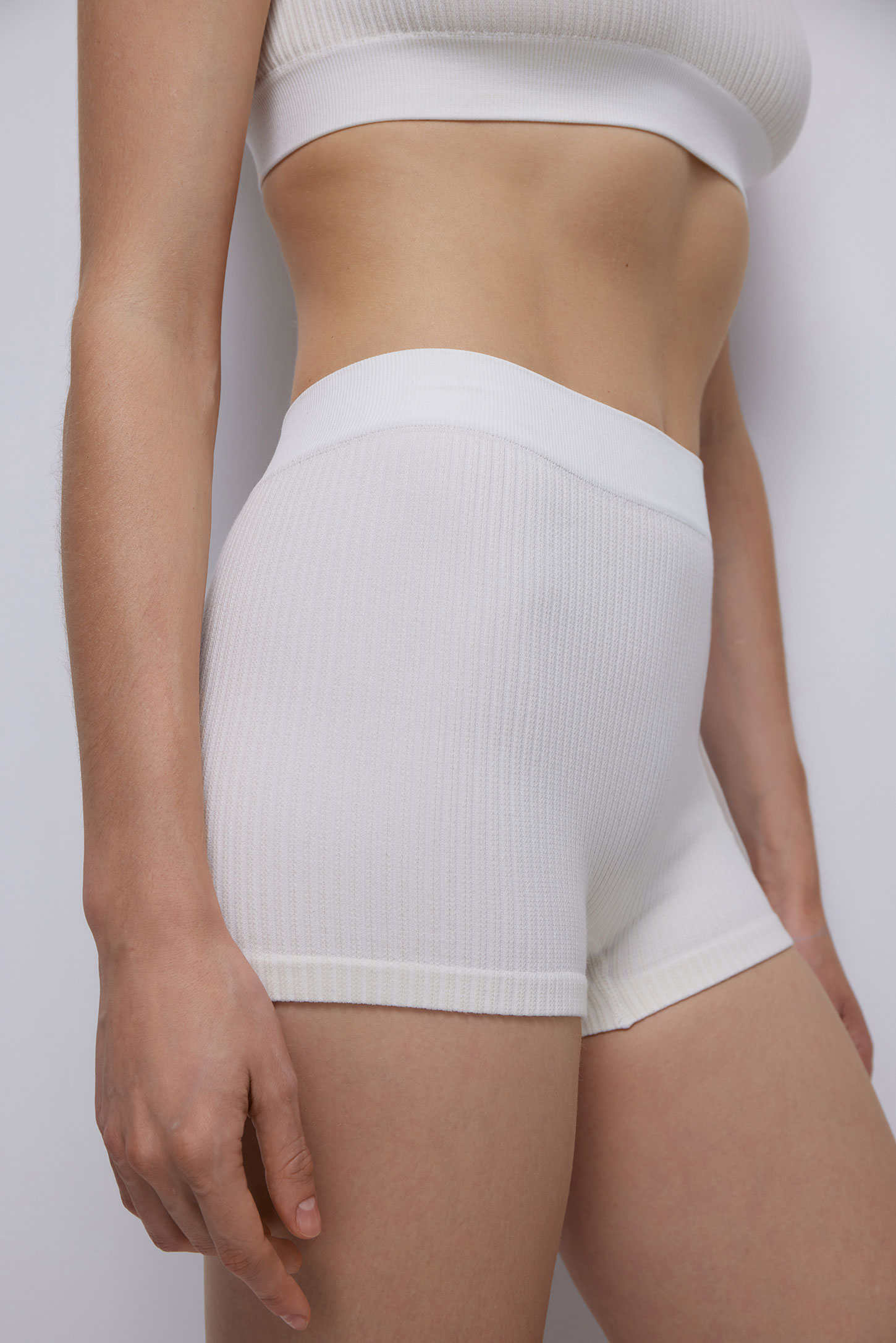 High waist ribbed shorts BURGUNDY – фото № 3