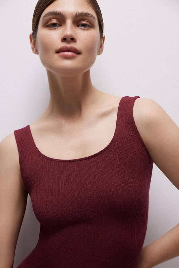 Wide strap tank top BURGUNDY – фото № 3