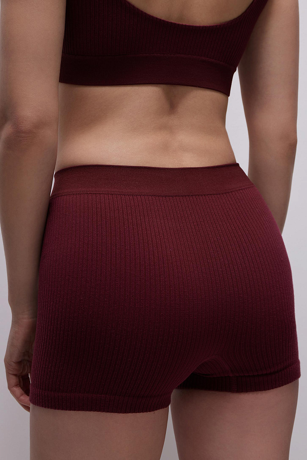High waist ribbed shorts BURGUNDY – фото № 5